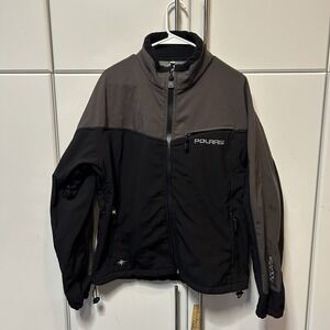 Polaris Mens Softshell Jacket Black Grey Full Zip Fleece Lined Medium